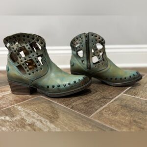 Circle G Teal Cutout Ankle Boots